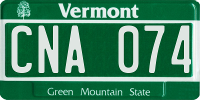 VT license plate CNA074