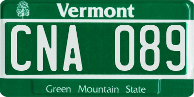 VT license plate CNA089
