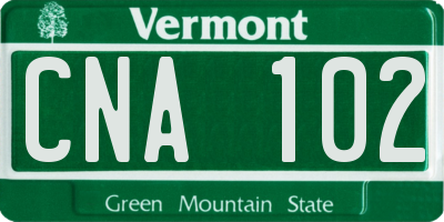 VT license plate CNA102