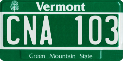 VT license plate CNA103