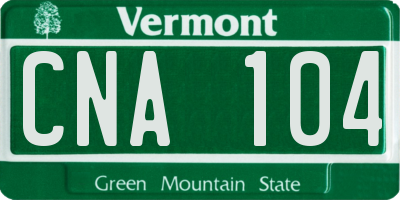 VT license plate CNA104