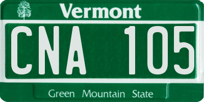 VT license plate CNA105