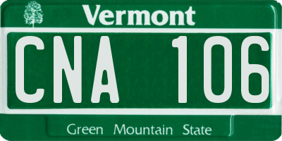 VT license plate CNA106