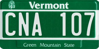 VT license plate CNA107