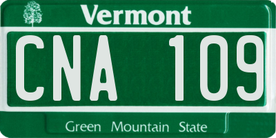 VT license plate CNA109
