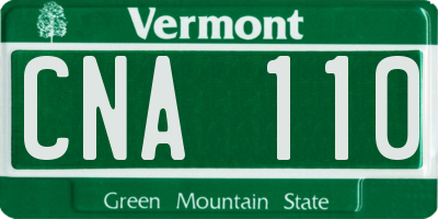 VT license plate CNA110