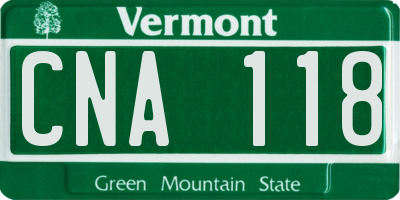 VT license plate CNA118