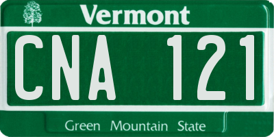 VT license plate CNA121