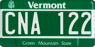 VT license plate CNA122