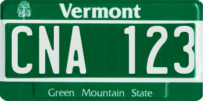 VT license plate CNA123