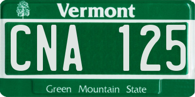 VT license plate CNA125