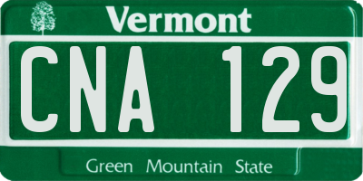 VT license plate CNA129