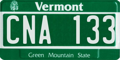 VT license plate CNA133