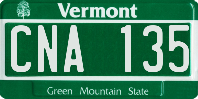VT license plate CNA135