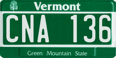 VT license plate CNA136