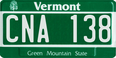 VT license plate CNA138