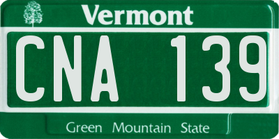 VT license plate CNA139