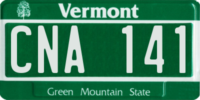 VT license plate CNA141