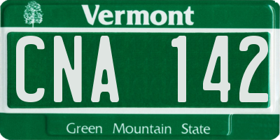 VT license plate CNA142