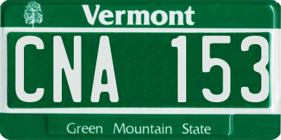 VT license plate CNA153