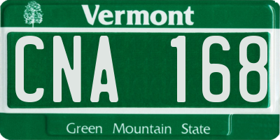 VT license plate CNA168