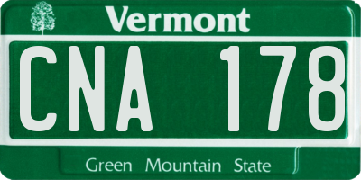 VT license plate CNA178