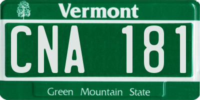 VT license plate CNA181