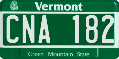 VT license plate CNA182