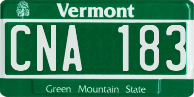 VT license plate CNA183