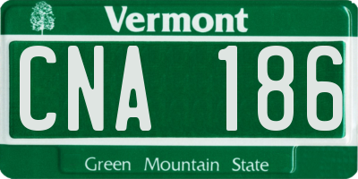VT license plate CNA186