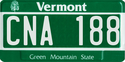 VT license plate CNA188