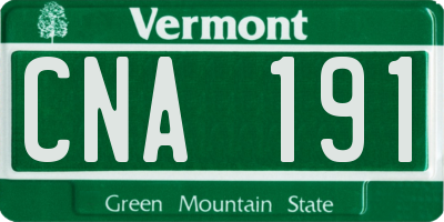 VT license plate CNA191