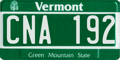 VT license plate CNA192