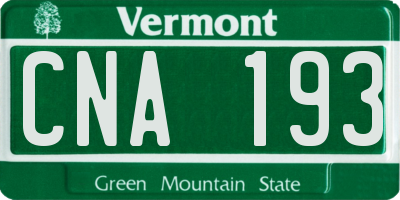 VT license plate CNA193