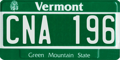 VT license plate CNA196