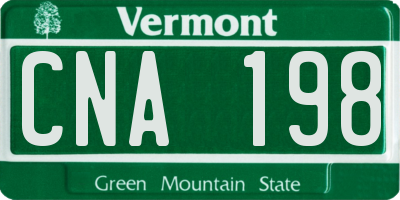 VT license plate CNA198