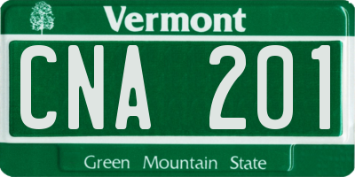 VT license plate CNA201