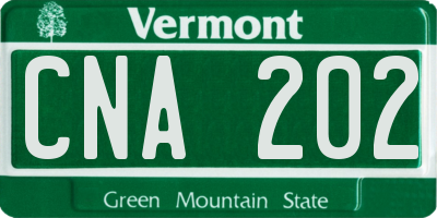 VT license plate CNA202