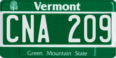 VT license plate CNA209