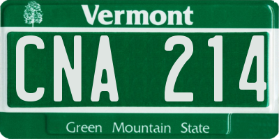 VT license plate CNA214