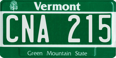 VT license plate CNA215