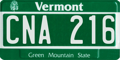 VT license plate CNA216
