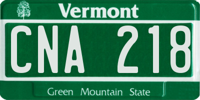 VT license plate CNA218