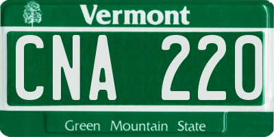 VT license plate CNA220