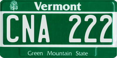 VT license plate CNA222