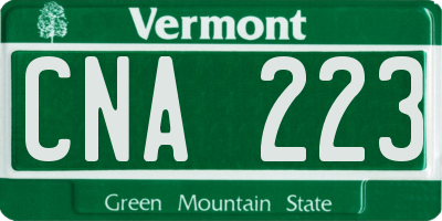 VT license plate CNA223