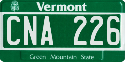 VT license plate CNA226