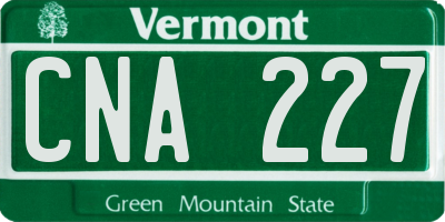 VT license plate CNA227