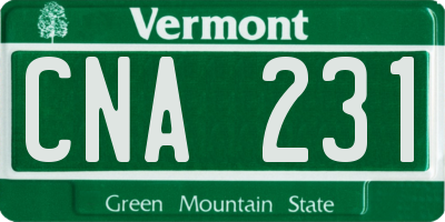 VT license plate CNA231