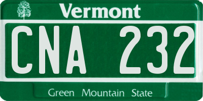 VT license plate CNA232